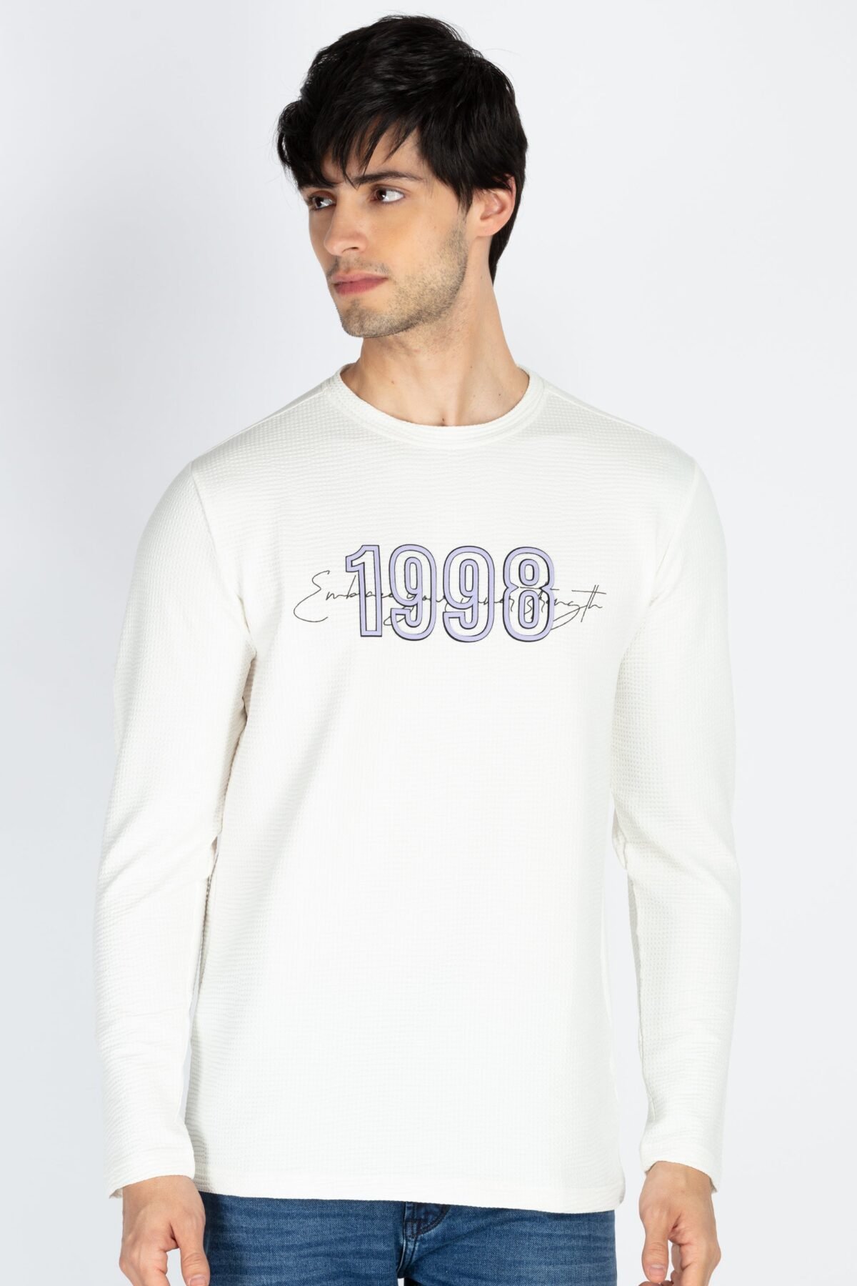 Men Printed Round Neck Full Sleeve T-Shirt