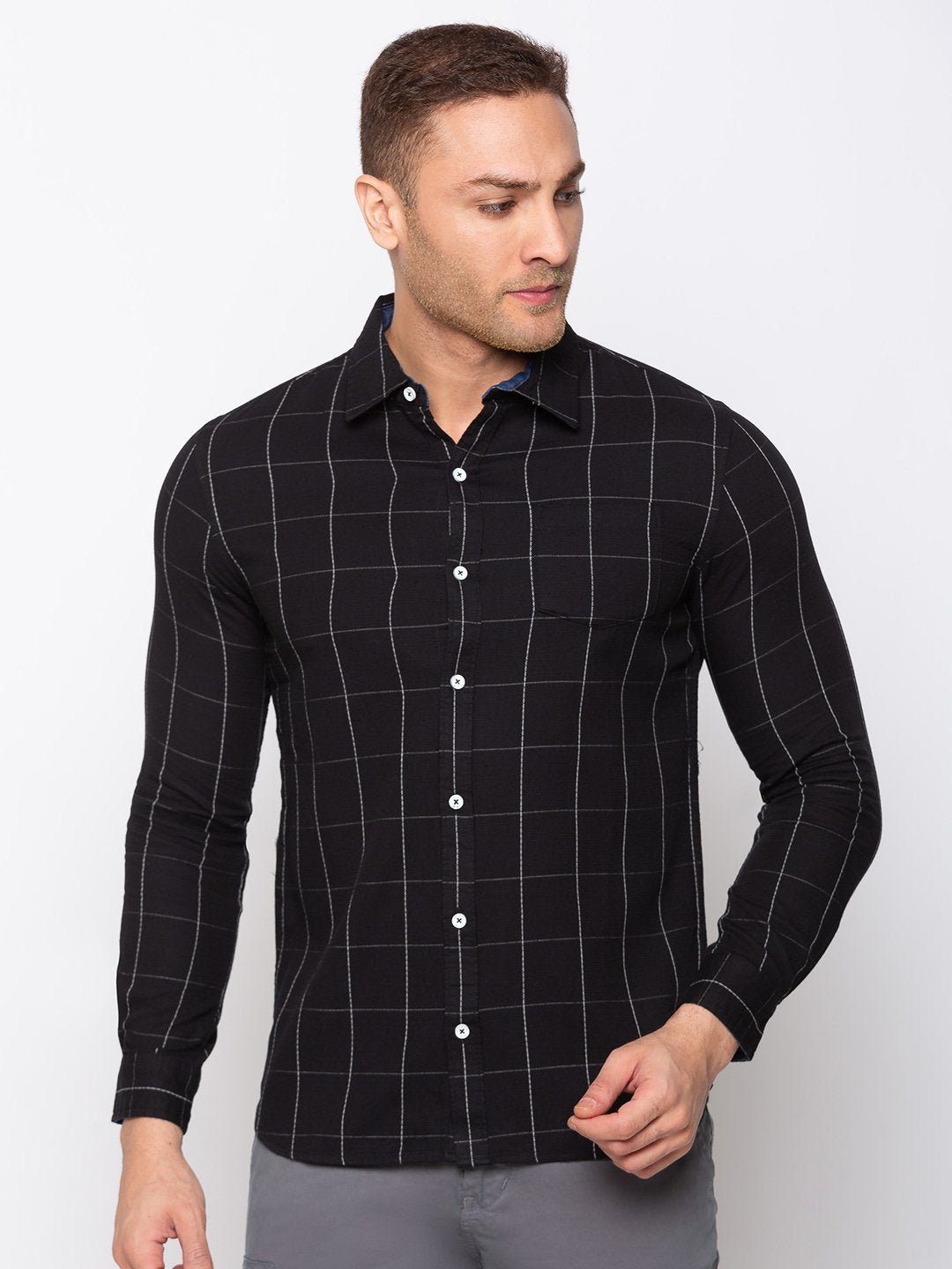 Checks Cotton Slim Fit Shirt