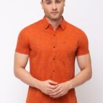 Printed Cotton Polyester Spread Collar Shirt