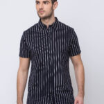 Pinstripped Spread Collar Shirt