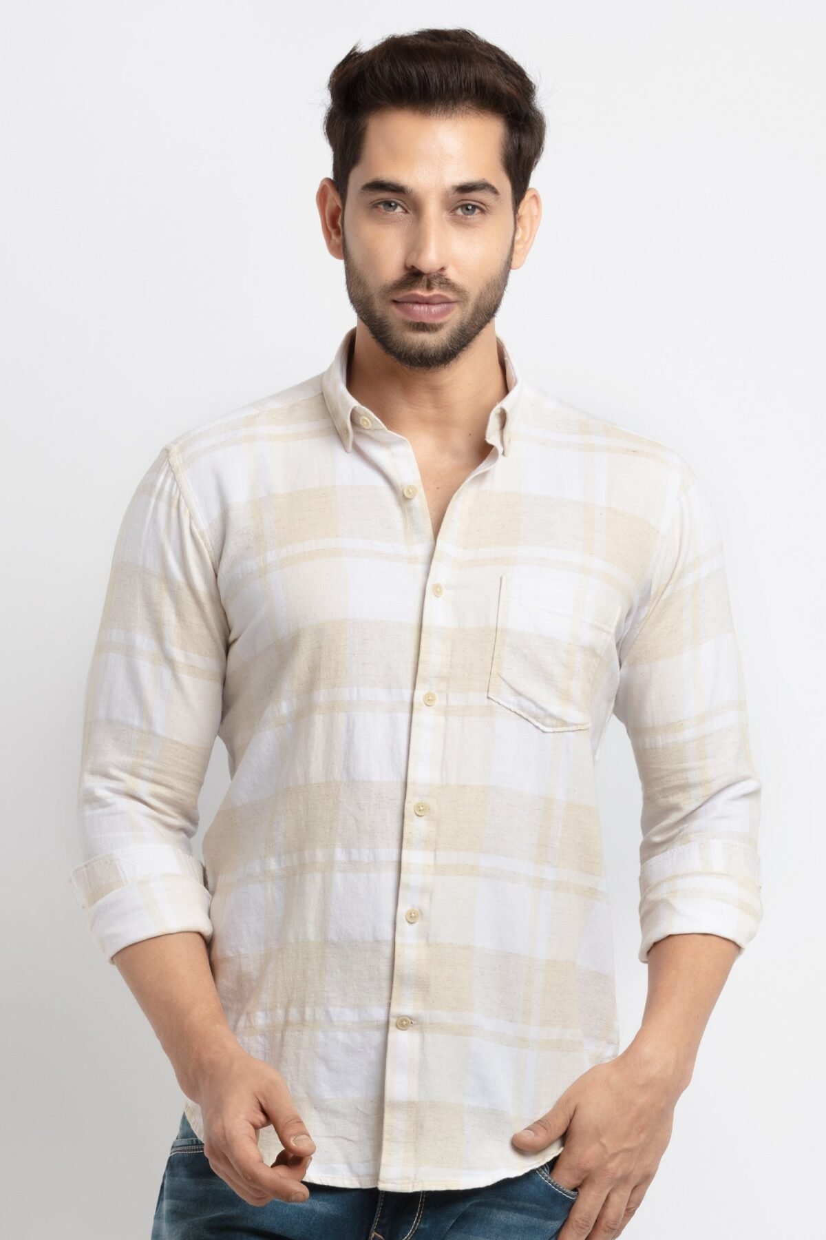 Men Slim Fit Checkered Cotton Shirt