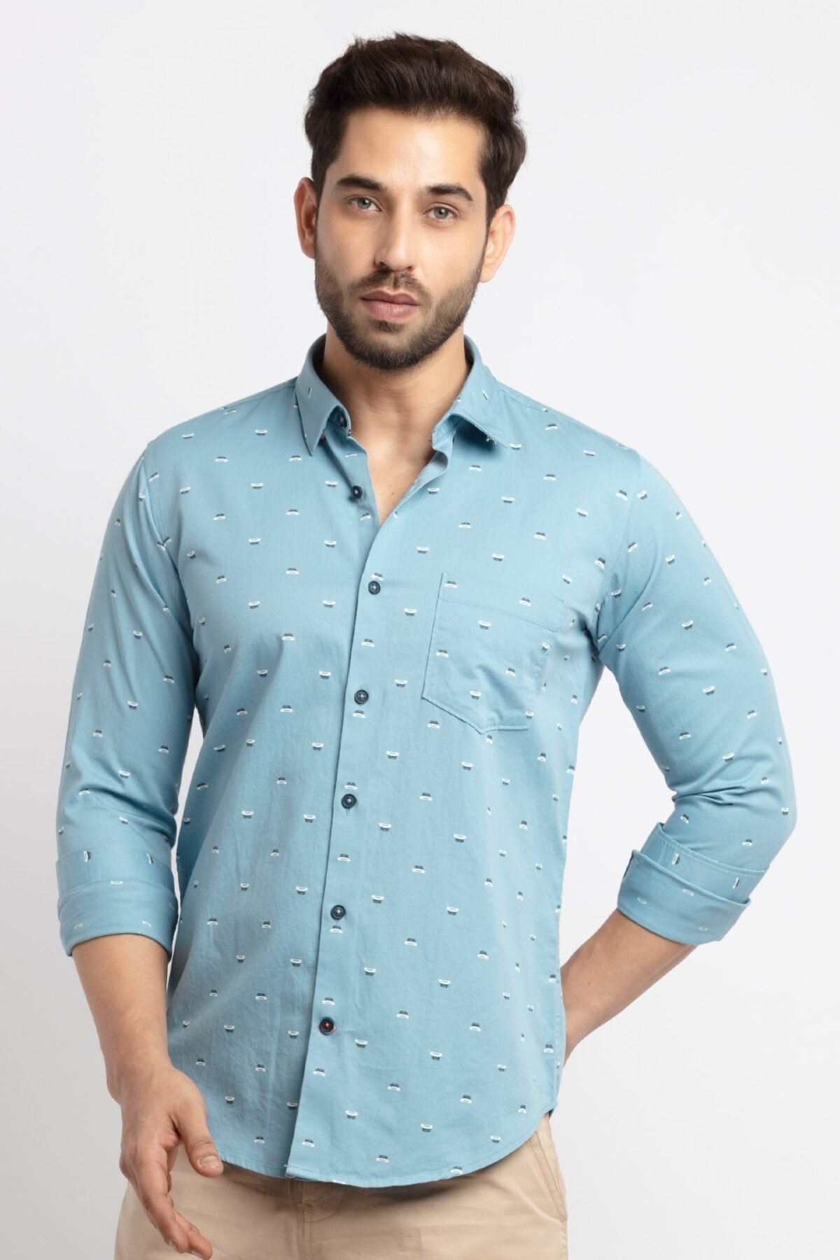 Mens Slim Fit Printed Cotton Shirt