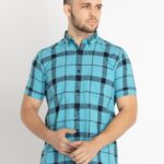 Mens Checkered Cotton Slim Fit Shirt
