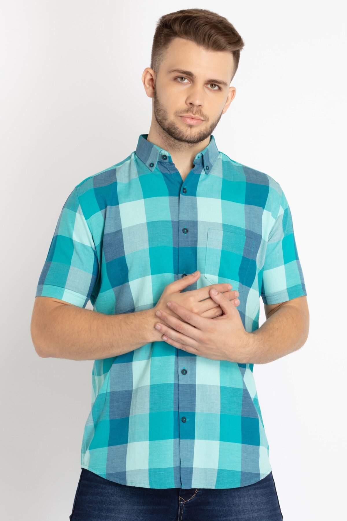 Mens Checkered Cotton Slim Fit Shirt