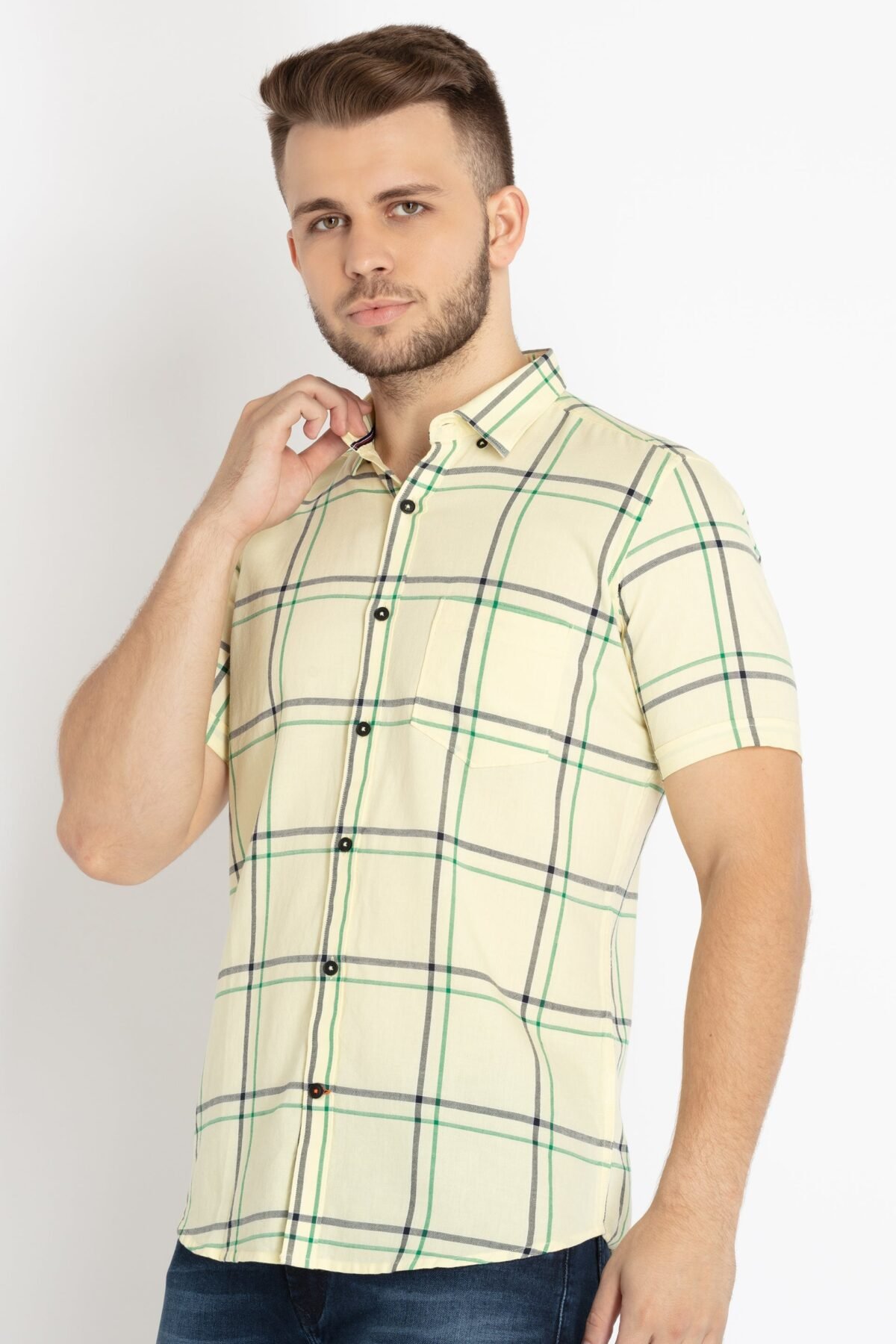 Mens Checkered Cotton Slim Fit Shirt