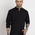 Mens Solid Cotton Slim Fit Shirt