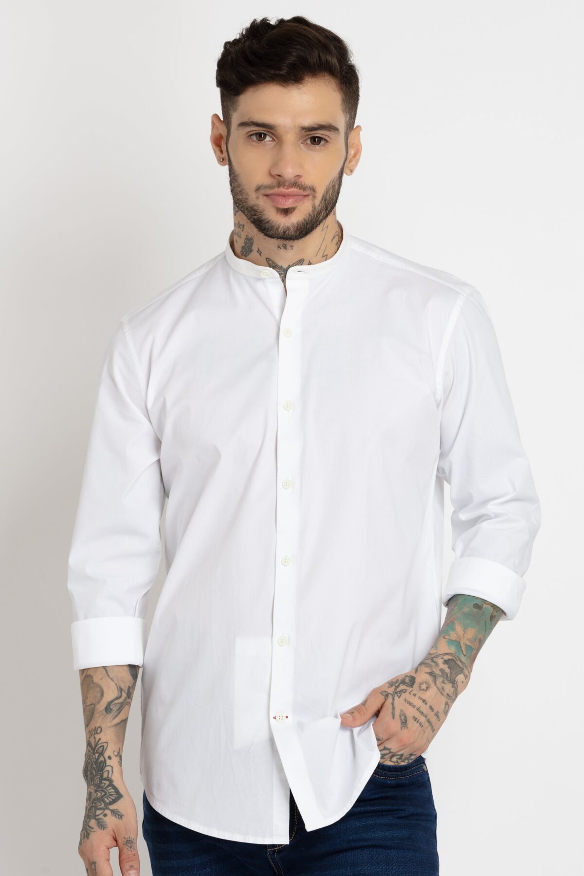 Mens Solid Cotton Slim Fit Shirt
