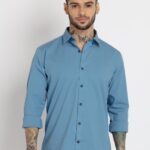 Mens Solid Cotton Slim Fit Shirt