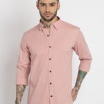Mens Solid Cotton Slim Fit Shirt