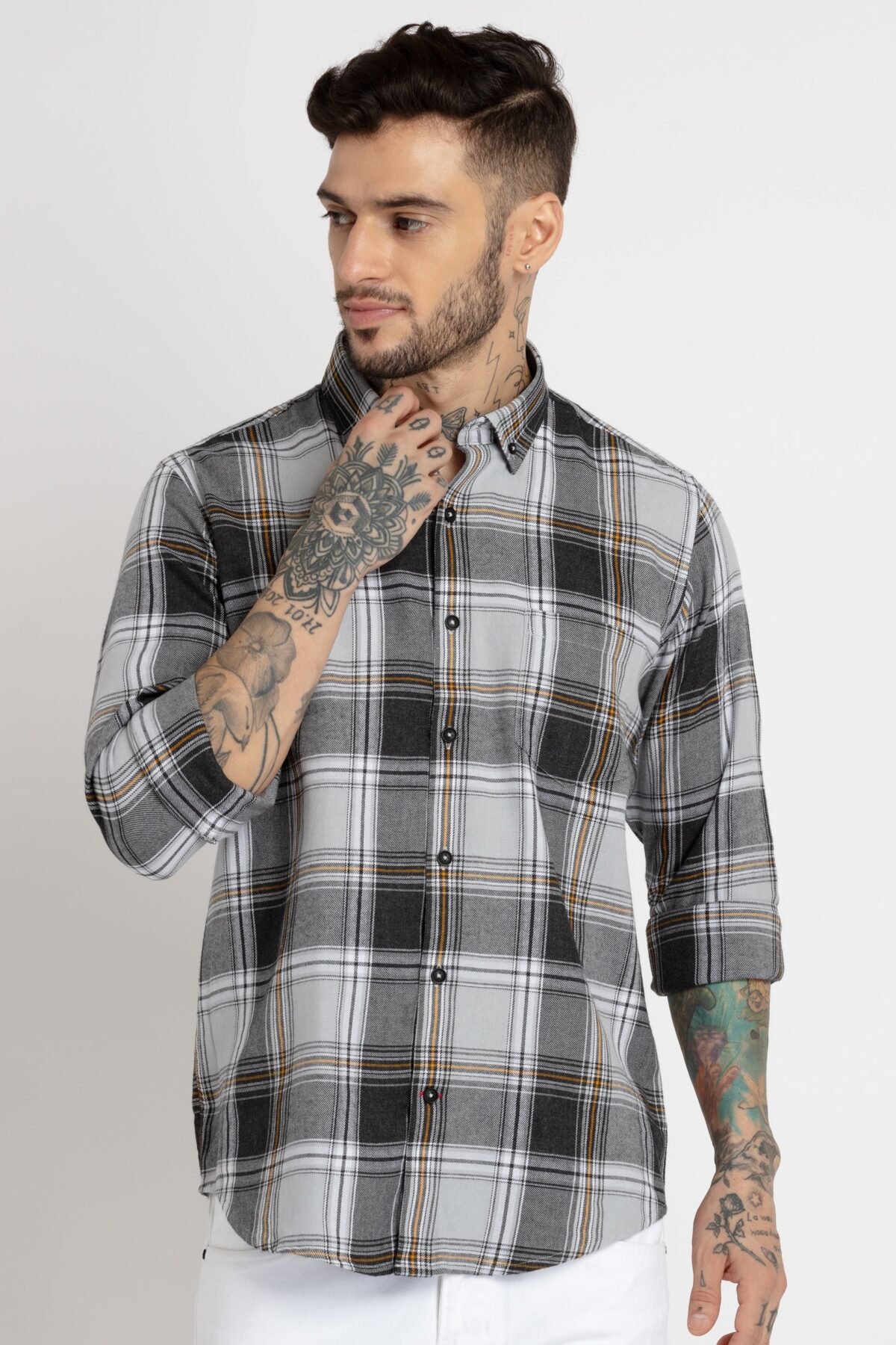Mens Checkered Cotton Slim Fit Shirt