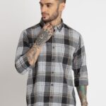 Mens Checkered Cotton Slim Fit Shirt