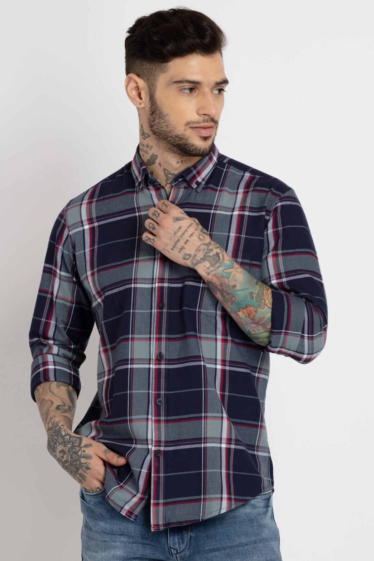 Men Checkered Cotton Slim Fit Shirt