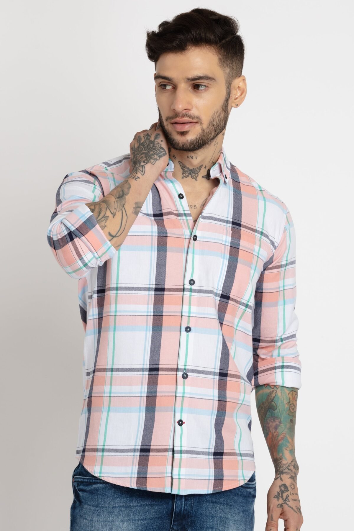 Mens Checkered Cotton Slim Fit Shirt