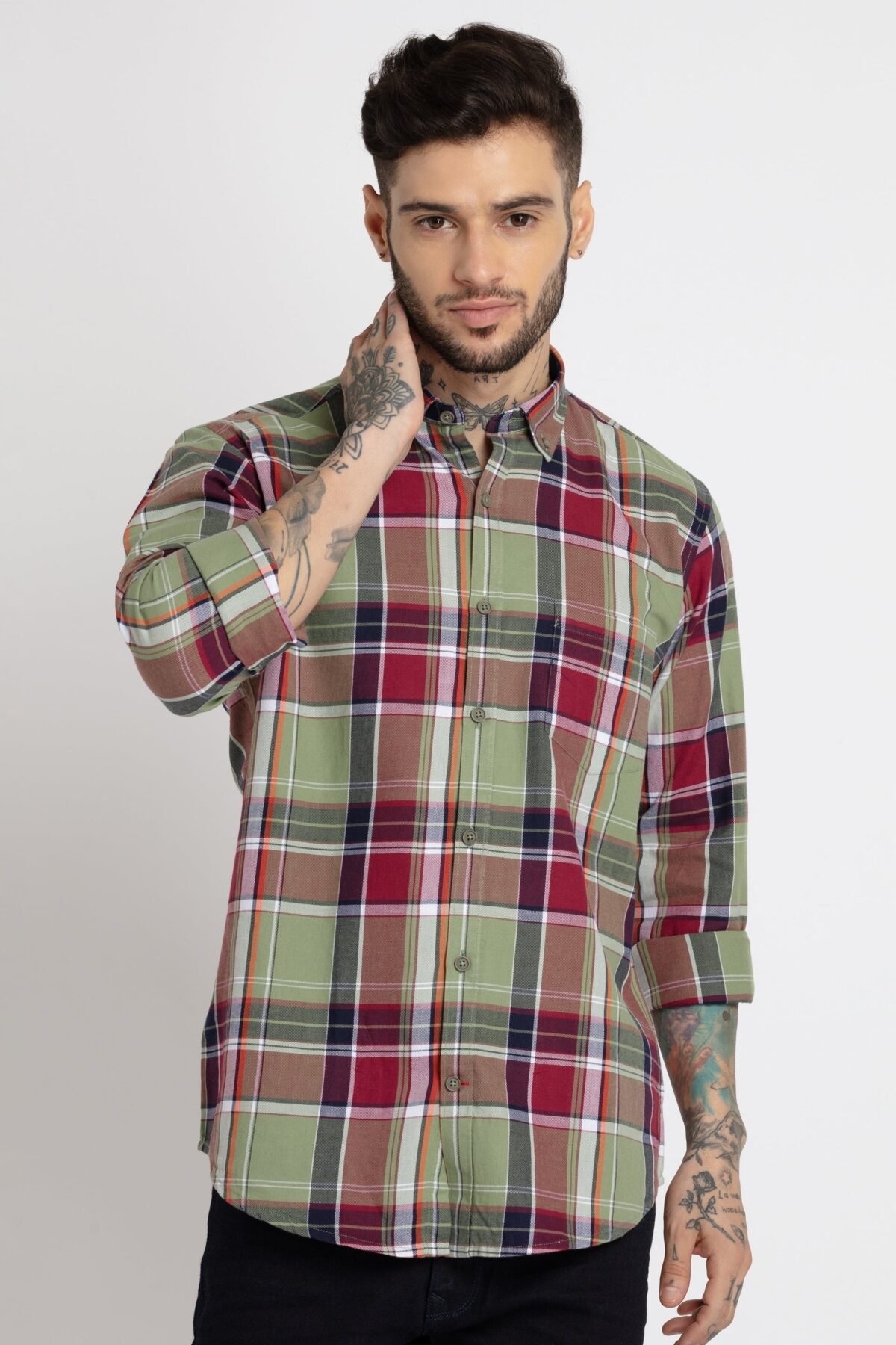 Mens Checkered Cotton Slim Fit Shirt