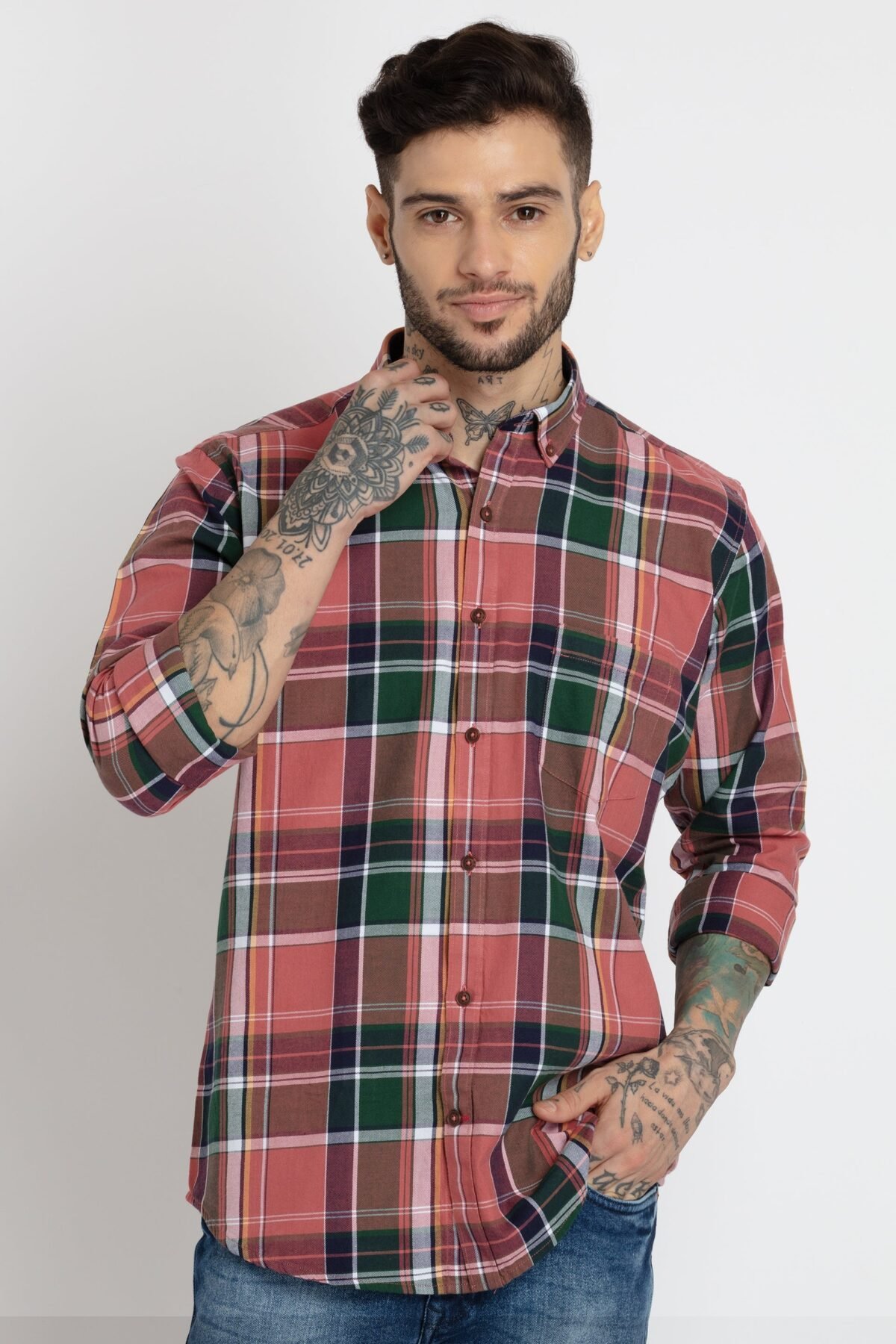 Mens Checkered Cotton Slim Fit Shirt