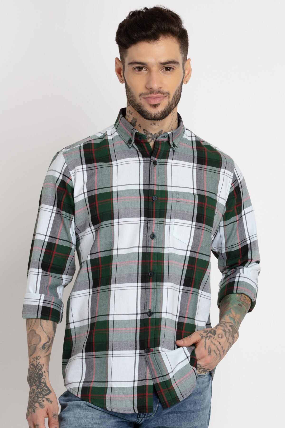 Men Checkered Cotton Slim Fit Shirt
