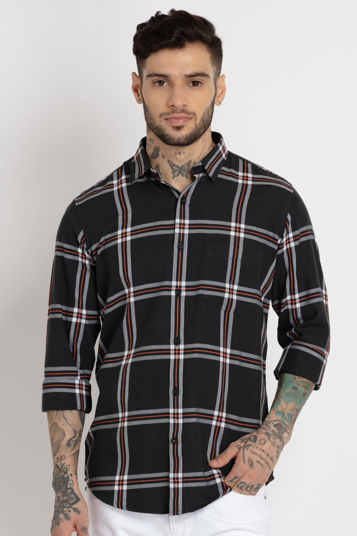 Mens Solid Cotton Slim Fit Shirt