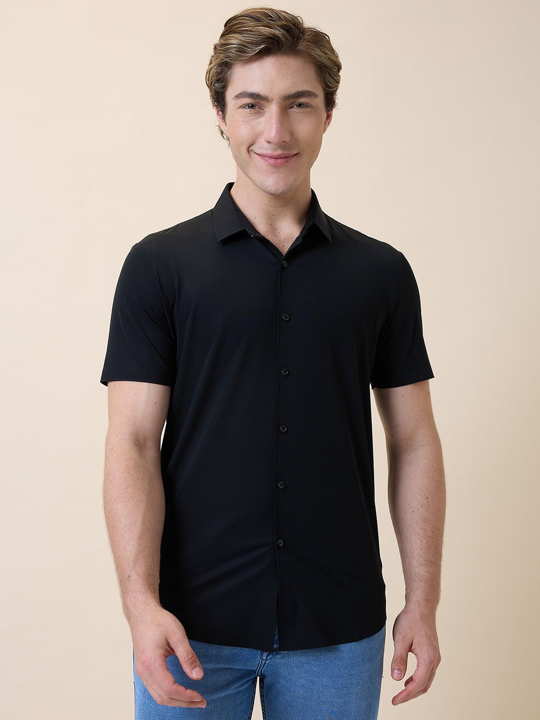 Mens Premium Solid Polo Collar Half Sleeves Regular Fit Shirt