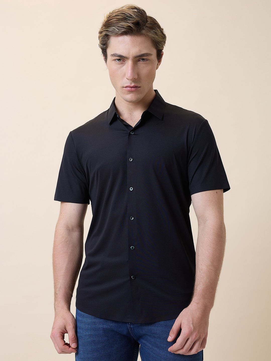 Mens Premium Solid Polo Collar Half Sleeves Regular Fit Shirt