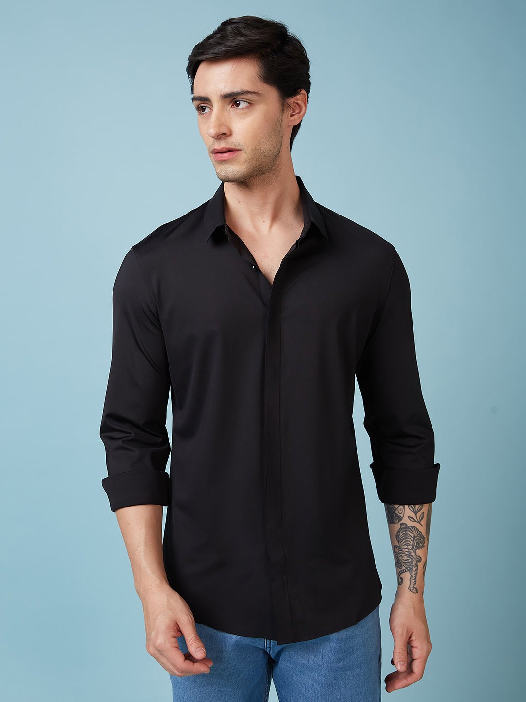 Men Solid Full Sleeves Premium Shirt