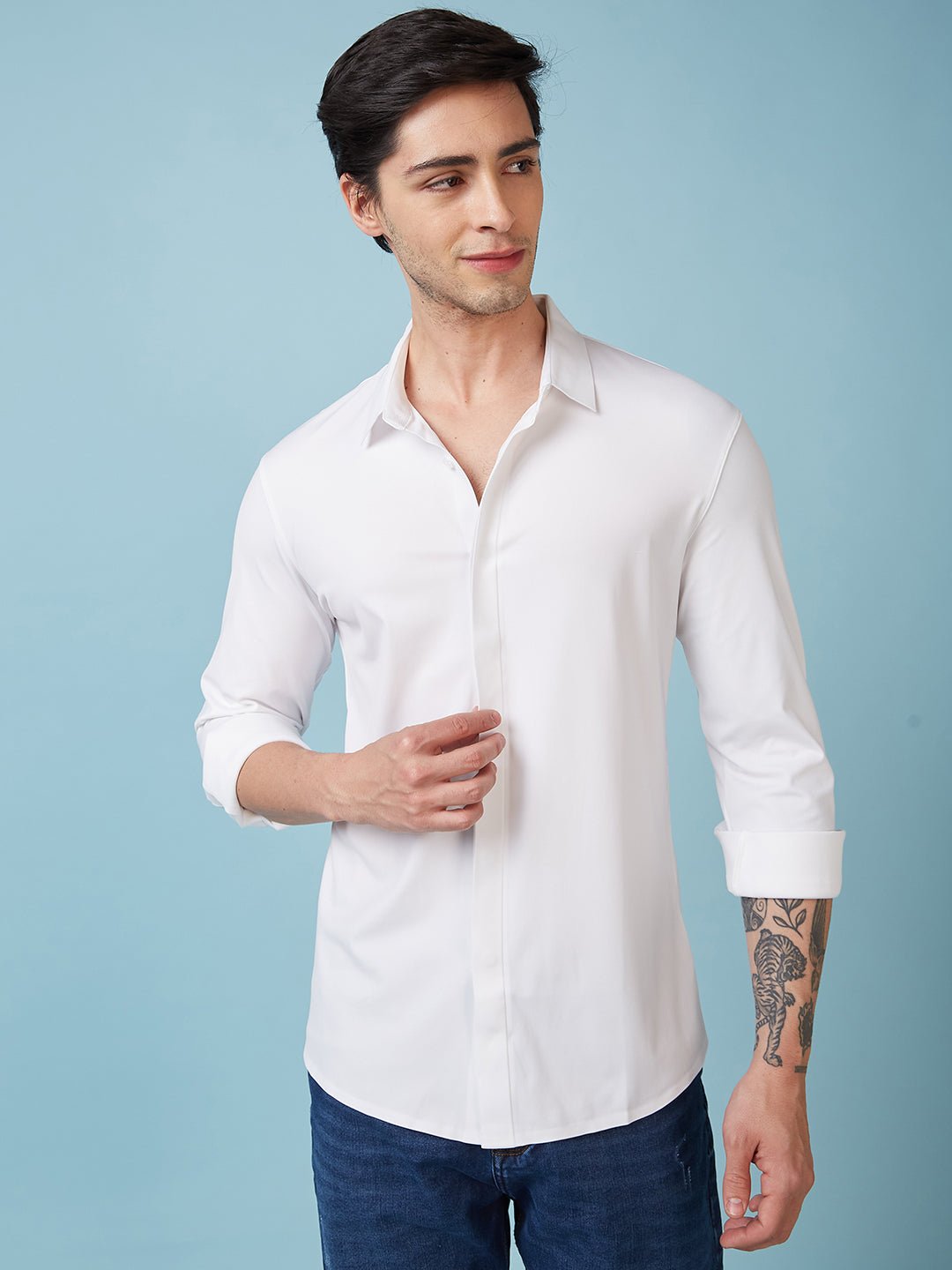 Men Solid Full Sleeves Premium Shirt