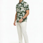 Green Abstract Print Short Sleeve Shirt