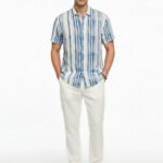 Blue Striped Short Sleeve Shirt