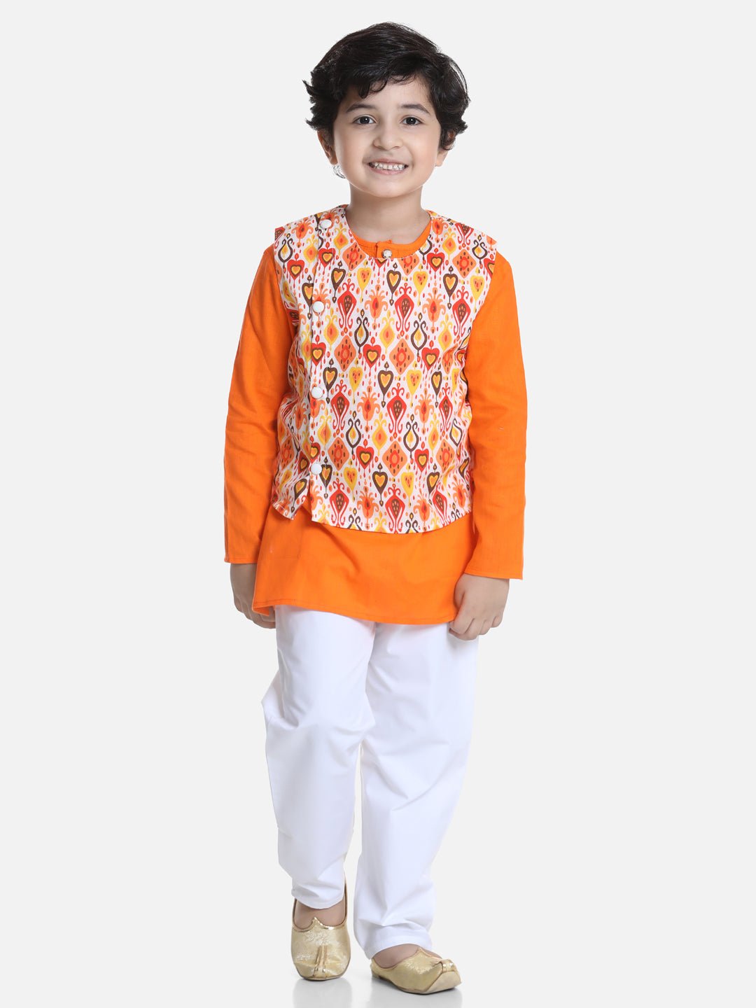 Fast Wear Full Sleeves Printed Attached Jacket Kurta & Pyjama Set