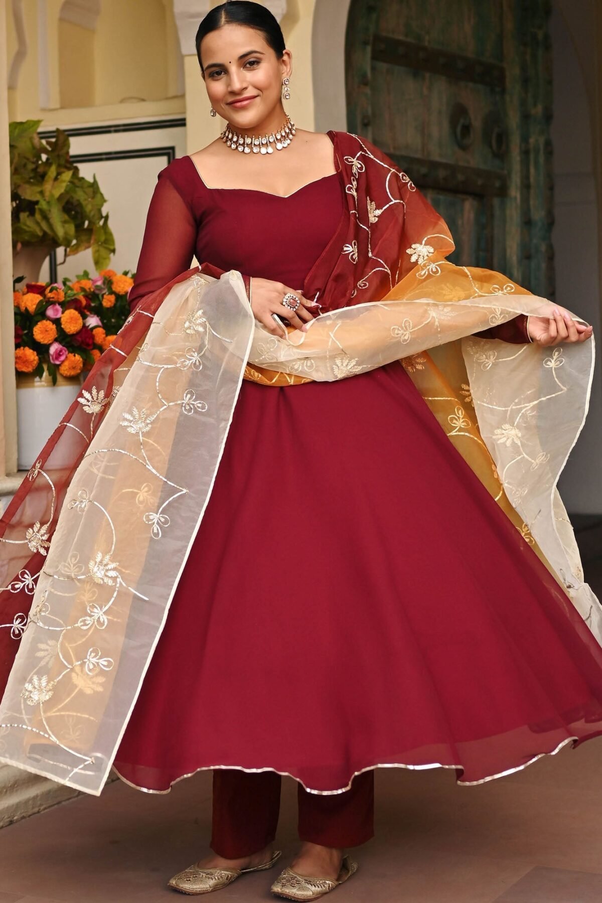 BROWN OMBRE ANARKALI SET