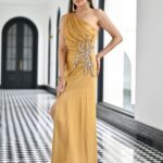 Gold Silk Satin Long Dress