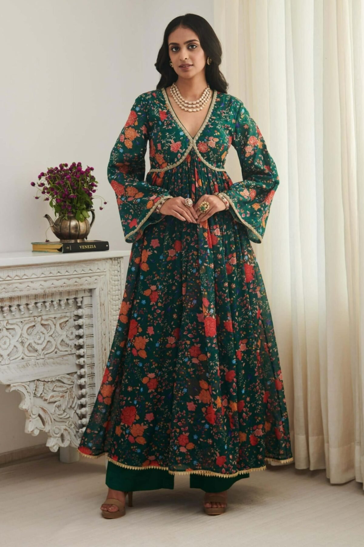 Tulsi green anarkali set