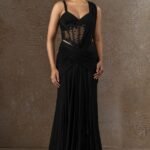 Golden Light Concept Saree with Sequin Embroidered Corset Belt
