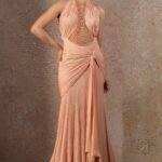 Golden Light Body Contouring Gown with Pearl Detailing