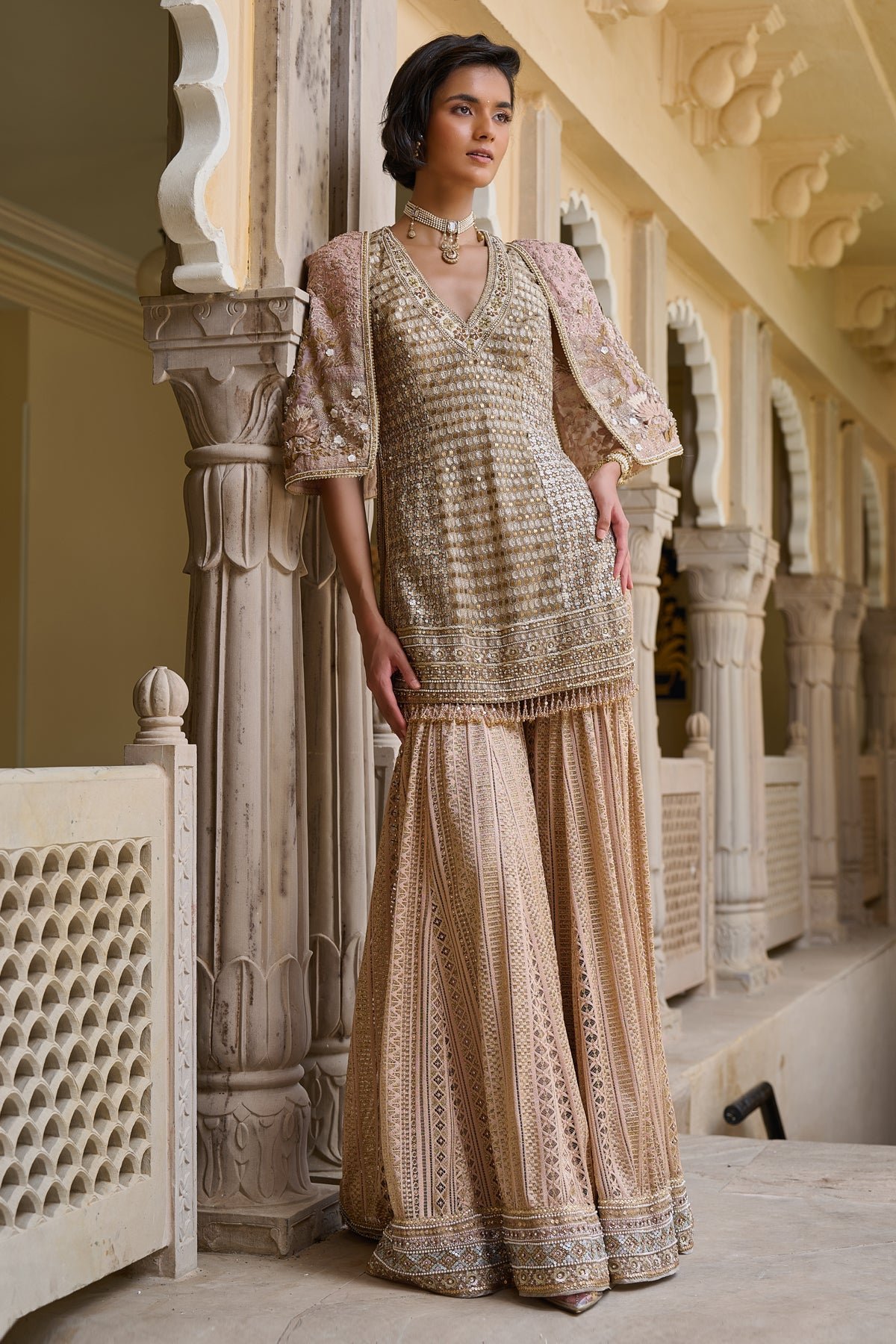 Quintessence Sequin Embroidered Kurti-Sharara Set