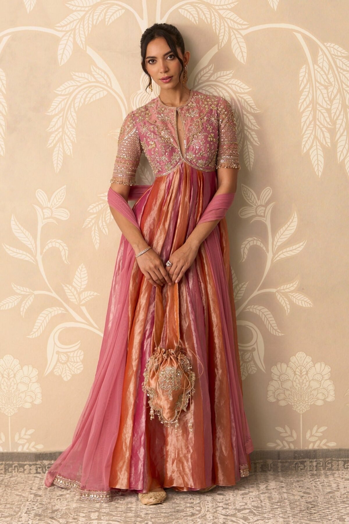 Fuchsia orange ranjhna anarkali set