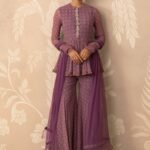 Lilac printed izhaar peplum garara set