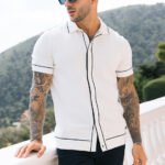 Luciano Slim Knit Shirt in White