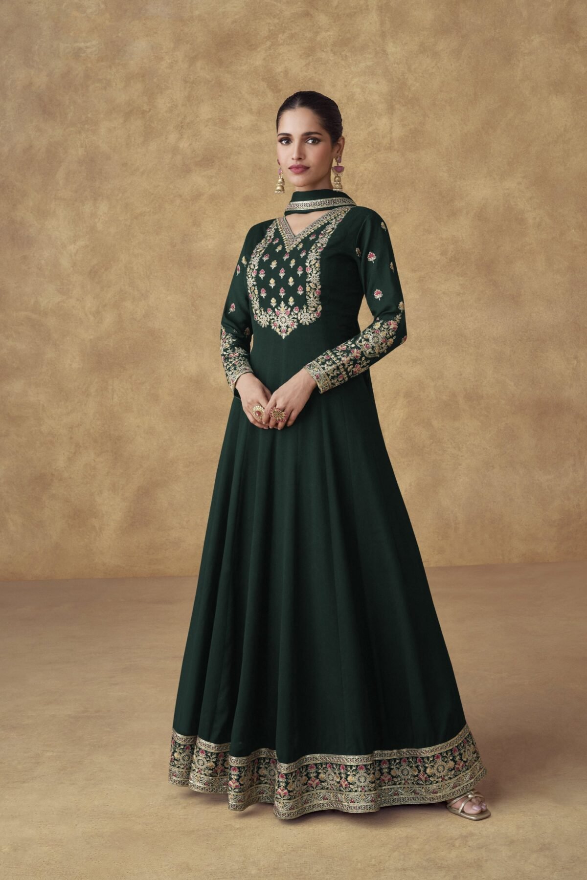 Wedding Party Beautiful Anarkali Dupatta Gown For USA Women's Wear