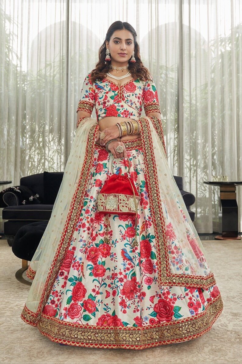 White Lehenga Choli For Women Or Girls Wedding Wear Choli ,Bollywood Lehenga Choli