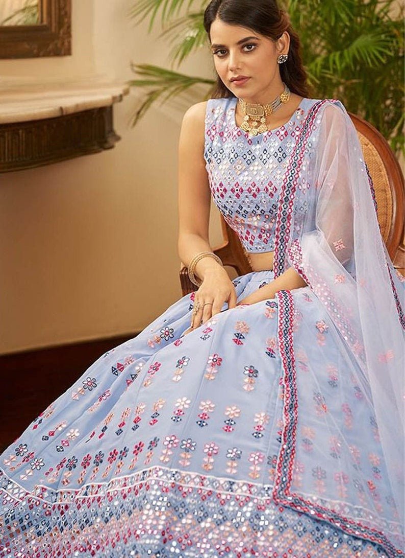 Purple Georgette Work Lehenga Choli For Women Or Girls ,   Western Wear