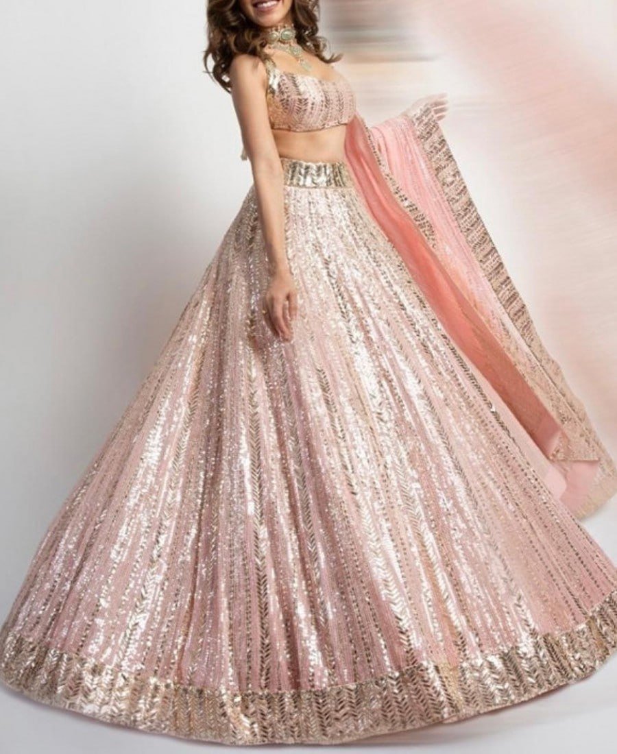 Light Pink  Georgette Heavy Thread With Sequence Embroidered Work Fast Wear Choli For Women Or Girls