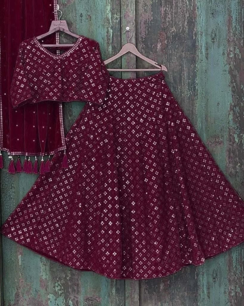 Wine Purple    Georgette  Sequins  Work Fast Wear Choli For Women Or Girls