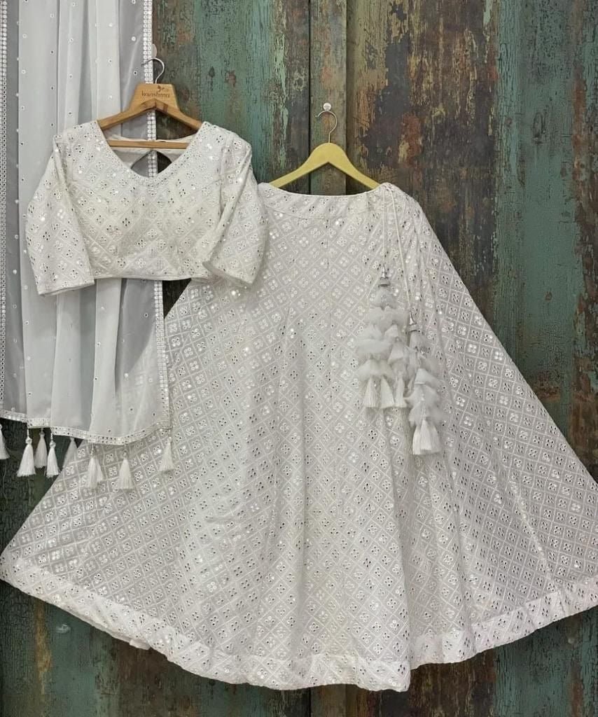 White Georgette  Sequins  Work Fast Wear Choli For Women Or Girls