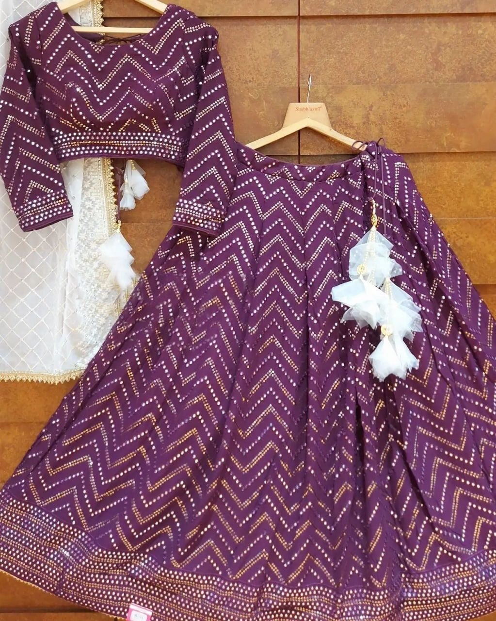 Purple Georgette   Sequnce  Work Fast Wear Choli For Women Or Girls