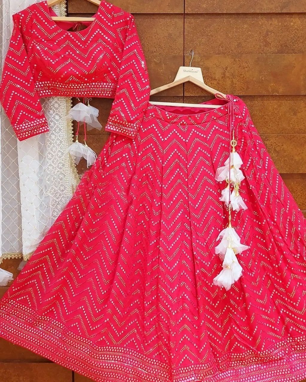 Designer Pink Color Lehenga Choli With  Sequence Embroidery Work Wedding Party Wear Lehenga Choli With Dupatta