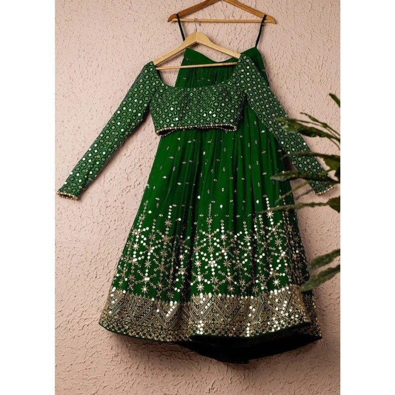 Designer Green   Color Lehenga Choli With ,Sequence Embroidery Work Wedding Party Wear Lehenga Choli With Dupatta