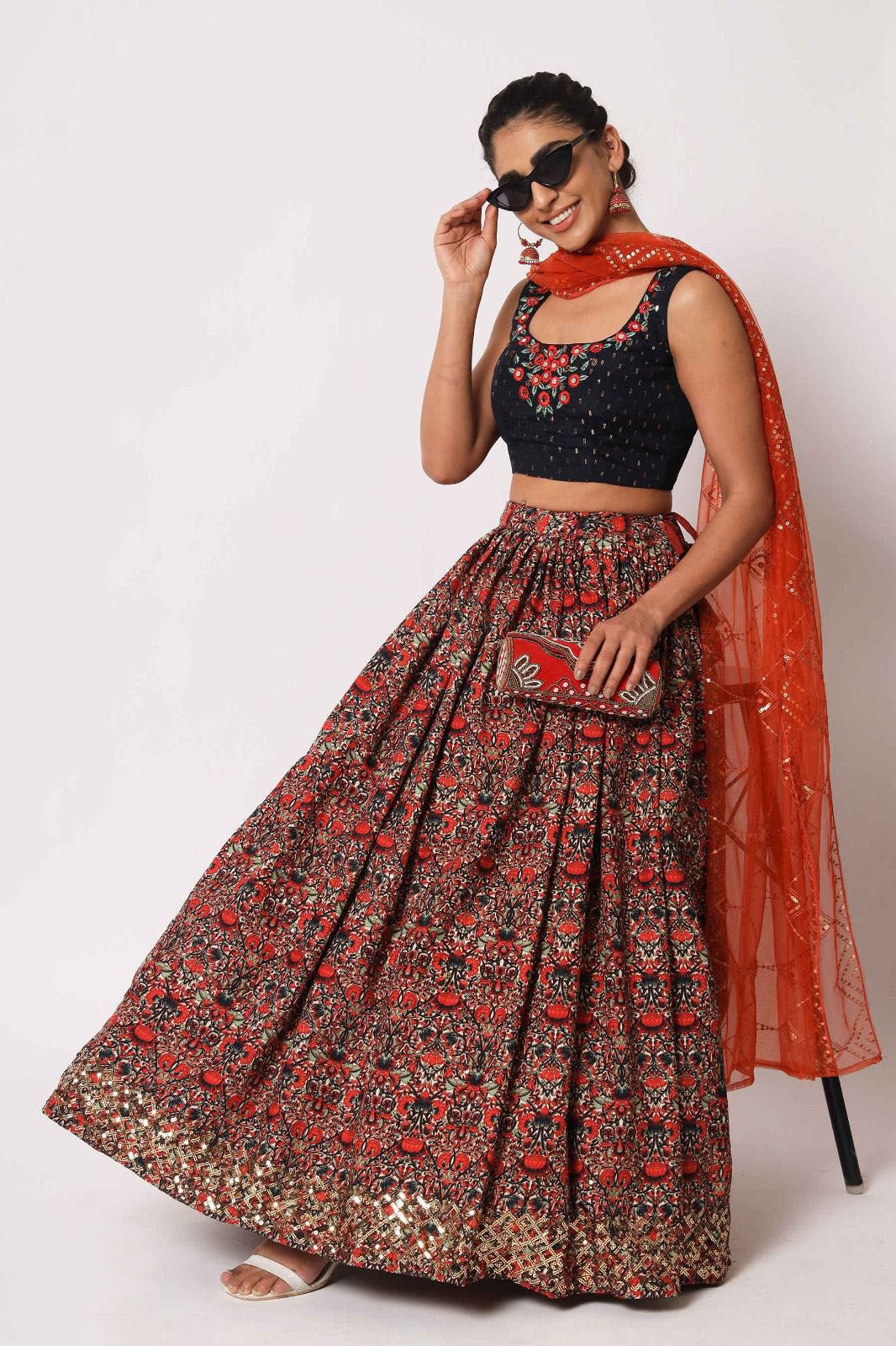 Designer Black And Red Color Lehenga Choli With   Embroidery Work  Wedding Party Wear Lehenga Choli With Dupatta