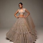 Beautiful Ramp Ready Gorgeous Bright Color Faux Fur Embroidered Blue Modern Style Lehenga Blouse Dupatta Party Wedding Wholesale