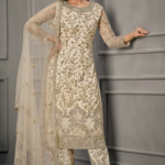 Wedding Salwar in Off-White Satin for Elegant Events