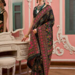 Black Banarasi Silk Saree With Kashmiri Work